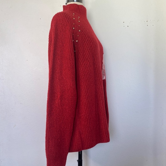 Liz Claiborne Womens Sweater XXL Cabaret Red Pullover Long Sleeves Rhinestones - Picture 7 of 10